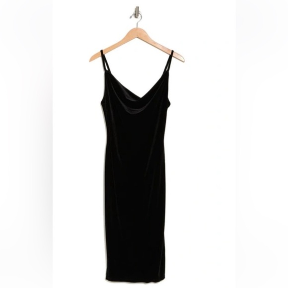 MELROSE AND MARKET Cowl Neck Sleeveless Velvet Midi Dress In Black- Size S - Picture 6 of 6